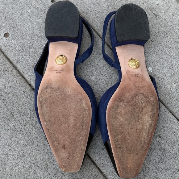 Veronica Beard Cecile Women Size 6.5M Indigo Black Slingback Cap Toe Block Heels - Picture 13 of 13